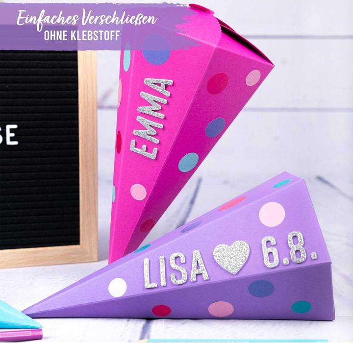 Immagine prodotto Papierdrachen Schultüten 3er Set Pink - Set 1 (23 cm, 3 x)