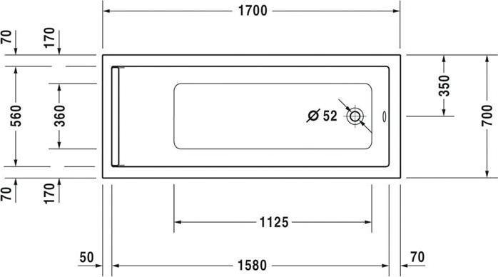 Immagine prodotto Duravit Vasca rettangolare STARCK 1 inclinazione posteriore 1700x700mm bianco (230 l, 170 cm, 70 cm)