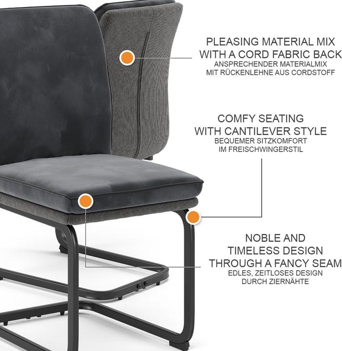 Actual product image Vicco Cantilever chair Eleganza, Anthracite, Set of 4