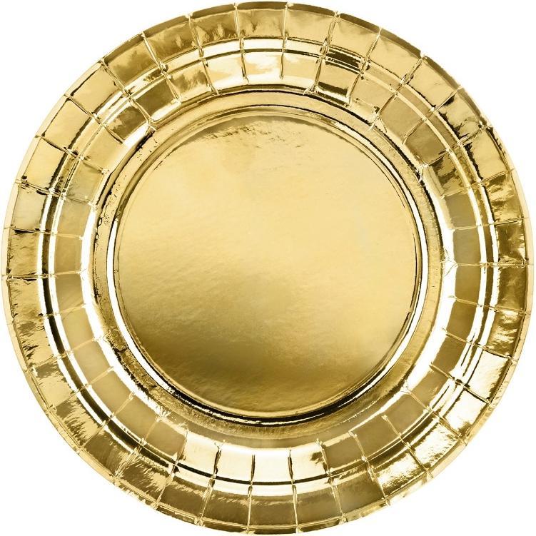 Partydeco, Einweggeschirr, Pappteller Gold 18cm (6Stk) (6 x)