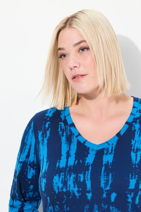 Produktbild Ulla Popken Longshirt, Batikdruck, A-Linie, V-Ausschnitt, 3/4-Arm (68)