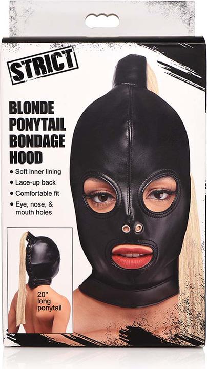 Produktbild XR Brands Blonde Pferdeschwanz Bondage Haube Schwarz