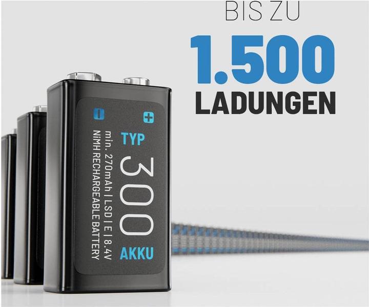 Image du produit Absina 9 V Block-Akku NiMH 270 8.4 V 2 St. (2 pcs, 9V Block, 270 mAh)