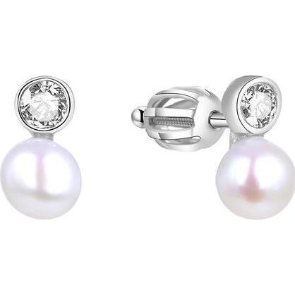 Beneto, Ohrringe, Silver earrings with real pearl AGUP1658PS (L)