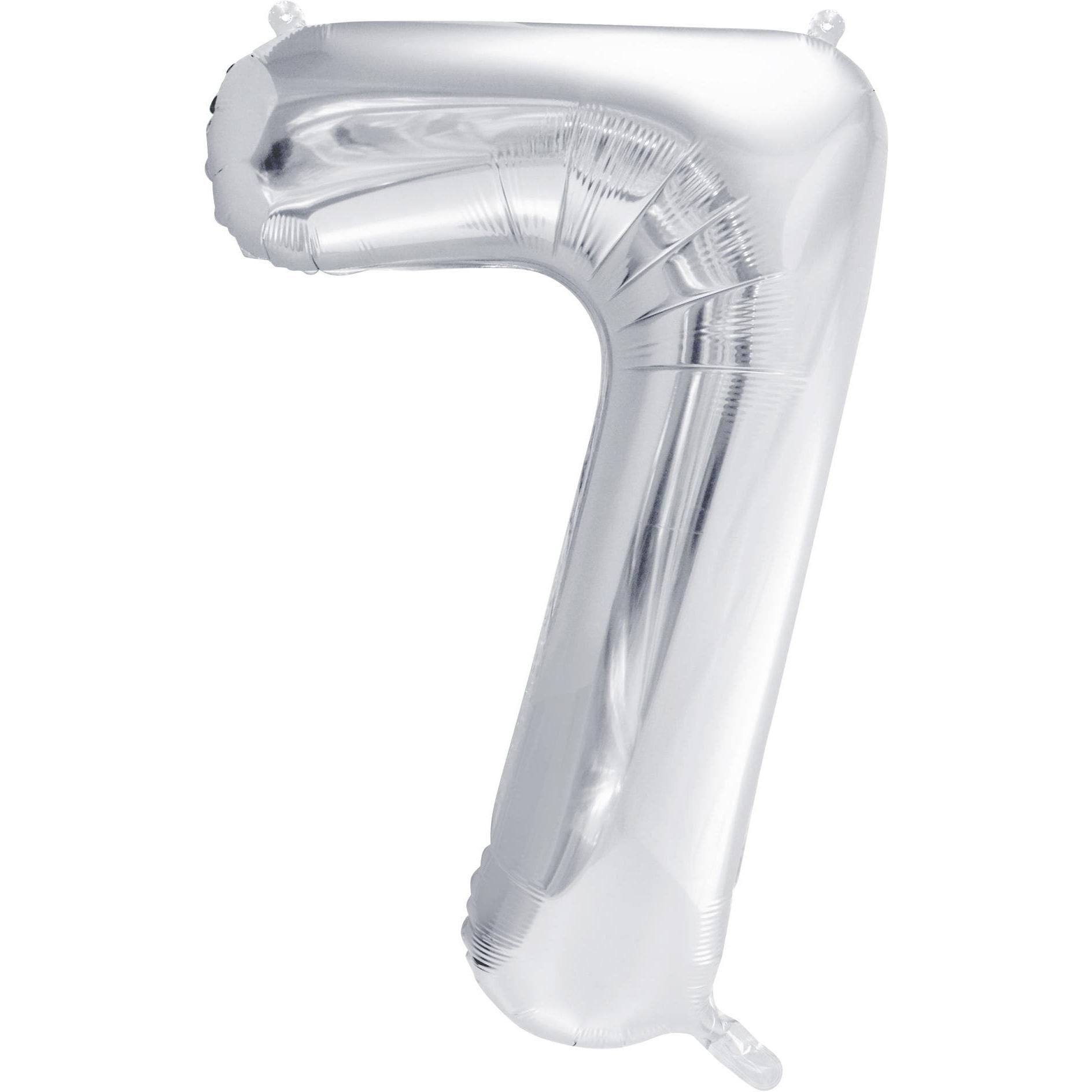 Partydeco Alu-Ball Ziffer "7" Silber