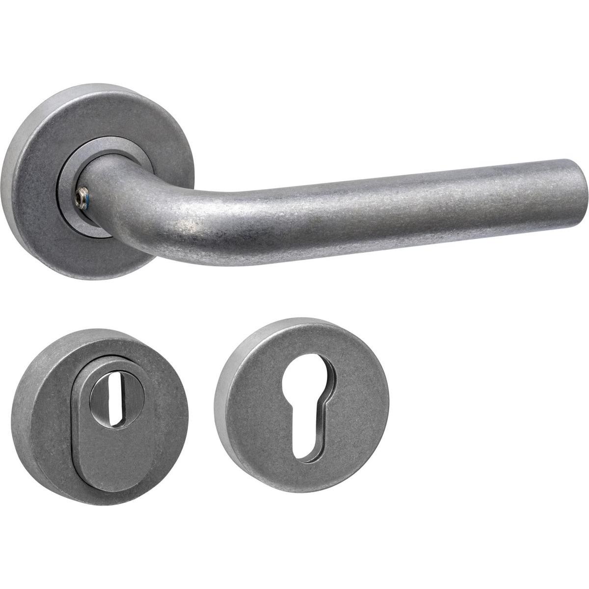Intersteel, Maniglia + Guarnizione porte, Set achterdeurbeslag rond: deurkruk Luzern met massieve rozetten en SKG3 (Maniglia della porta)