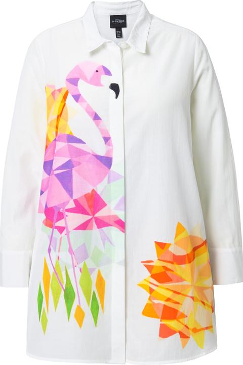 Produktbild Ulla Popken Bluse, Flamingos, A-Linie, Hemdkragen, Langarm (46, 48)