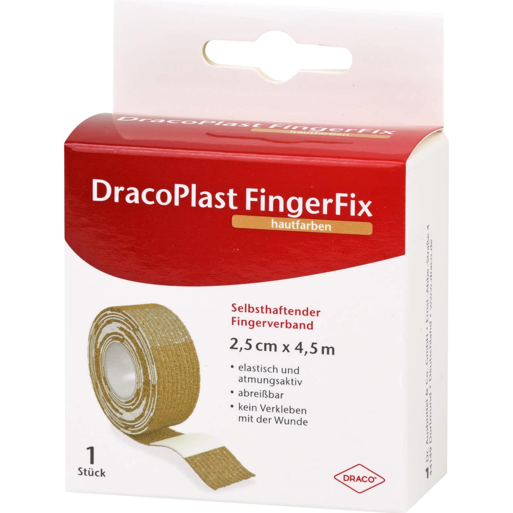 Dracco, Pflaster, DracoPlast FingerFix 2,5cmx4,5m haut m. Wundk., 1 St. Pflaster (1 x)