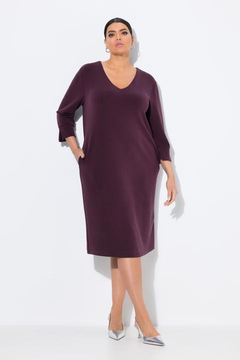 Produktbild Ulla Popken Sweatkleid, V-Ausschnitt, 3/4-Arm, Modalmix (58)