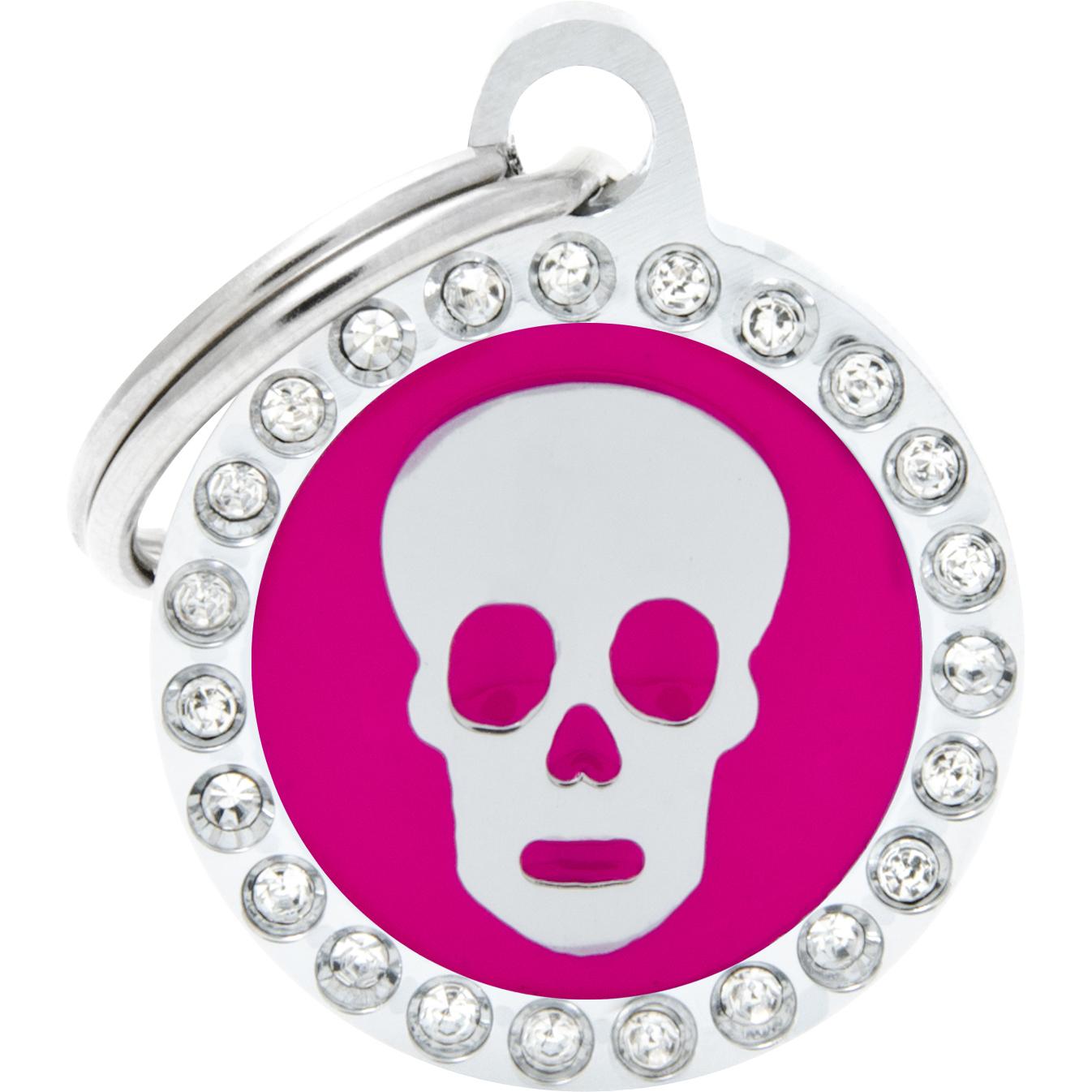 Myfamily MyFa tegn glam, cirkel med kranie, rosa (Cane), Collare + Guinzaglio