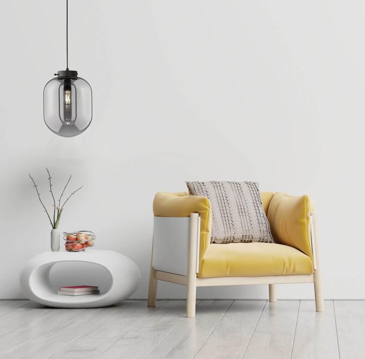 Produktbild Fischer & Honsel Honsel Pendelleuchte Regi - schwarz matt /Glas rauchfarben (60893) (E27)