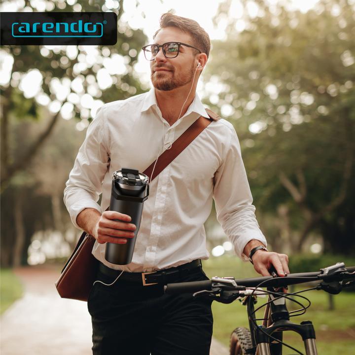 Produktbild Arendo Thermobecher 900 ml, Thermal Mug, Kaffee to go Becher mit Deckel aus Edelstahl 0,9 L, auslaufsicher (0.90 l)