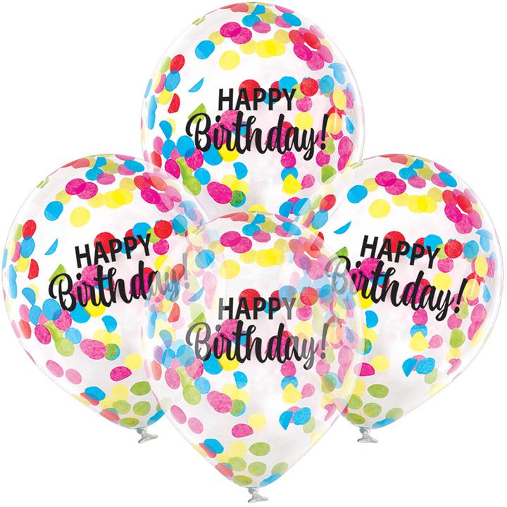 Belbal Konfettiballons Happy Birthday assortiert (4x)