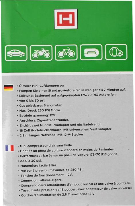 Immagine prodotto ProPlus Compressore 12v 280 psi + accessori (19.31 bar)