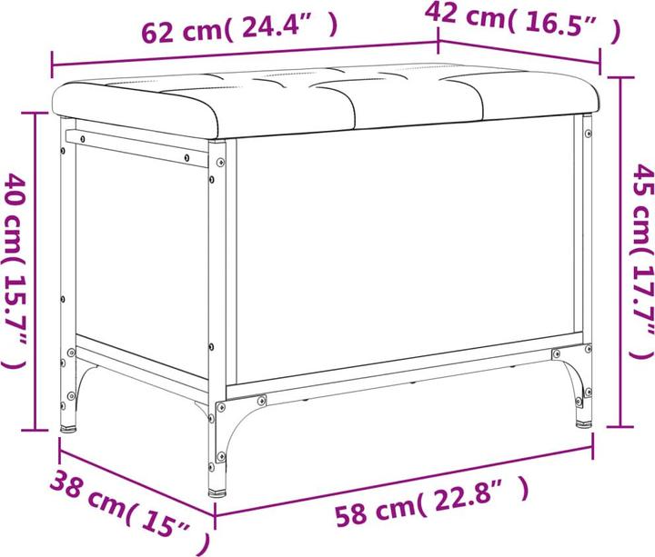 Produktbild VidaXL Sitzbank mit Stauraum Schwarz 62x42x45 cm (42 cm)