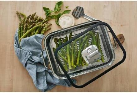 Produktbild WMF Dampfgarer Bräter 3,5l Glasdeckel Garblech Vitalis Compact Edelstahl (Bräter + Schmortopf, Edelstahl)