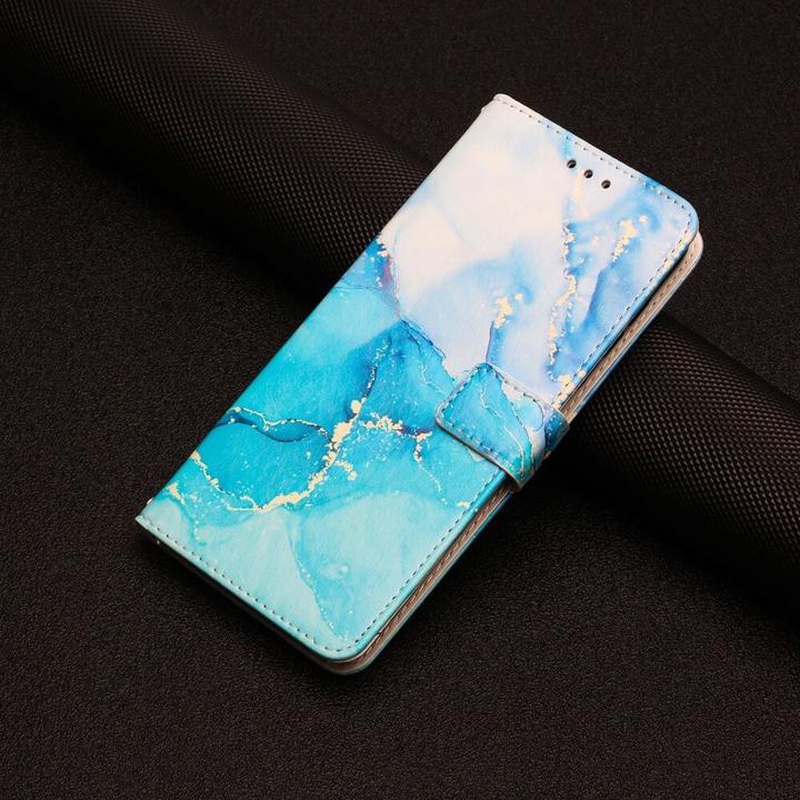 Produktbild Cover-Discount Google Pixel 8 Pro - Leder Etui Hülle Marble blau (Google Pixel 8 Pro)