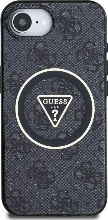 Produktbild Guess Case IML Metal Glitter 4G Circle Triangle MagSafe for iPhone 16e black (Apple iPhone 16e)