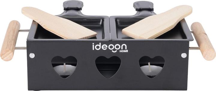 Produktbild Ideoon Raclette-Teelicht für 2 Person, Raclette Set ohne Strom inkl. Teelichtern und Schaber aus Metall