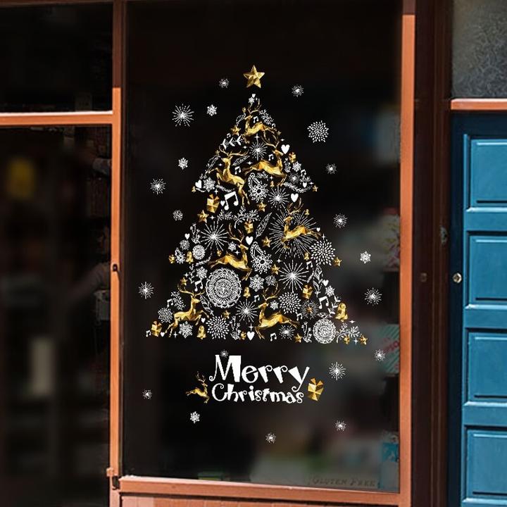 Image du produit Cover-Discount Stickers muraux Arbre de Noël doré (90 x 60 cm)