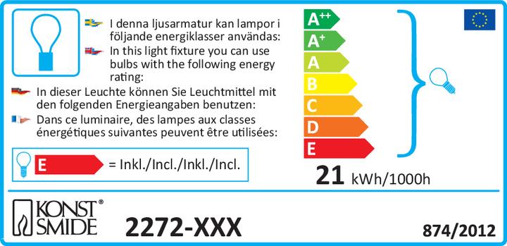 Etichetta energetica Konstsmide Candeliere di legno chiaro lampada a incandescenza 22