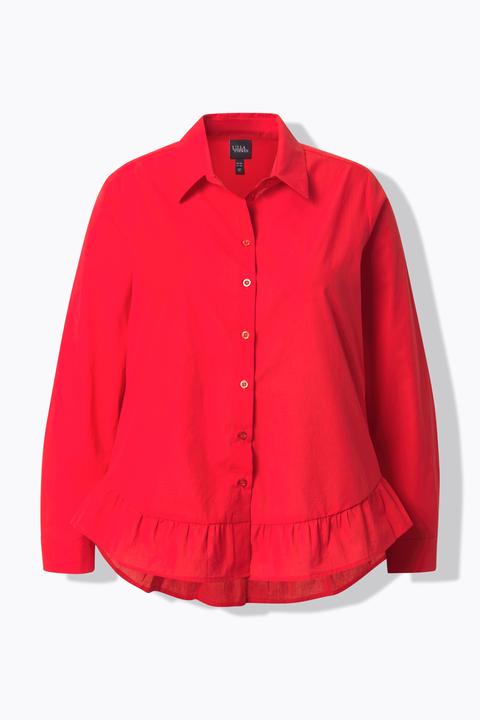Actual product image Ulla Popken Flounce Hem Long Sleeve Button Down Blouse (50)
