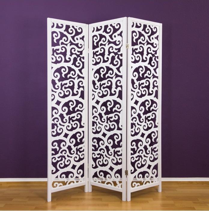 Actual product image Greendeco 3 Partition Wood Partition Spanish Wall Privacy Screen White