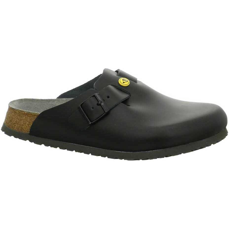 Birkenstock, Herren, Hausschuhe, Boston ESD Naturleder Normal, Schwarz, (47)