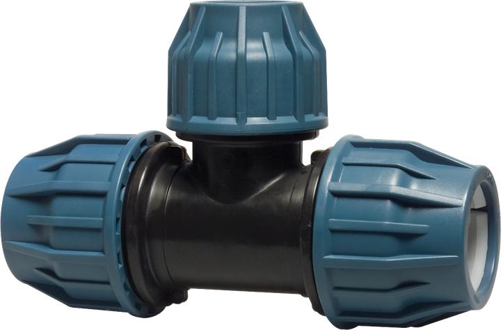 Jason Reduzier T-Stück 90° PP 20 mm x 16 mm x 20 mm Klemm 16bar Schwarz/Blau DVGW/KIWA/WRAS/SVGW