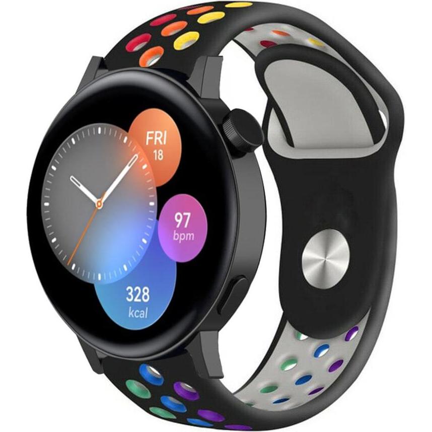 Strap-it Sportarmband (20 mm, Silikon), Uhrenarmband, Schwarz, Mehrfarbig