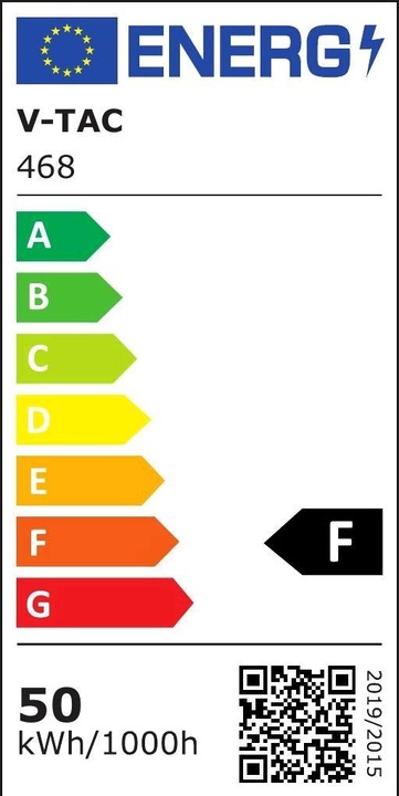 Energie-Label V-TAC VT50SW 50W LED Sensor Fluter SAMSUNG Chip Abschaltfunktion Weiss Gehäuse 6400K (4000 lm, IP65)