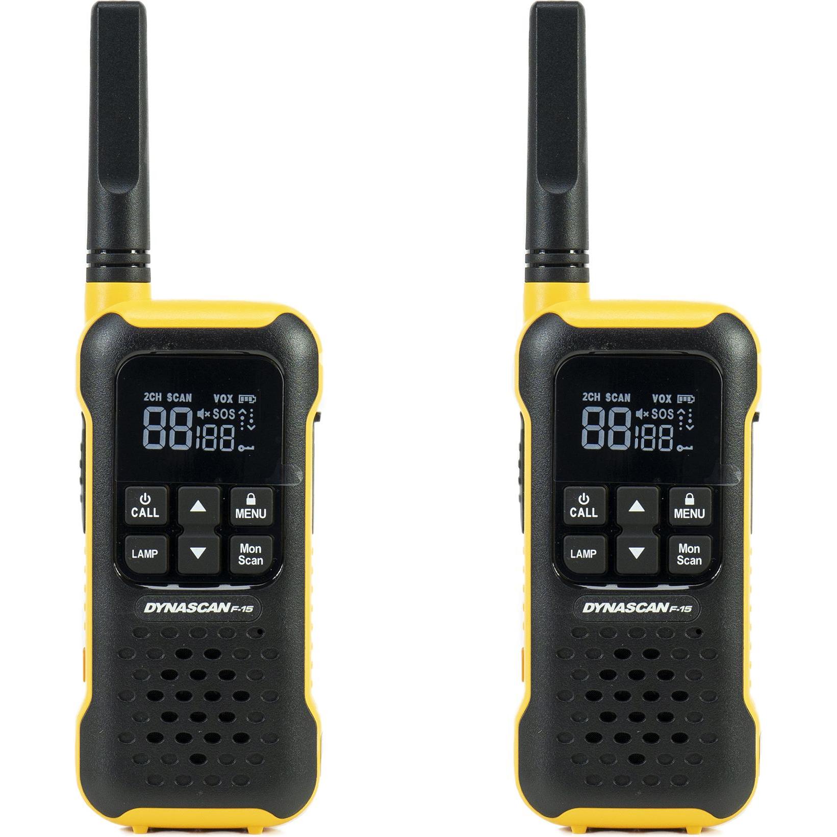 Dynascan PMR PNI F-15 tragbares Radio, 446 MHz, 0,5 W, 16 CH, wasserdicht IP67, Set mit 2 Stück (3 km), Walkie-Talkie, S...