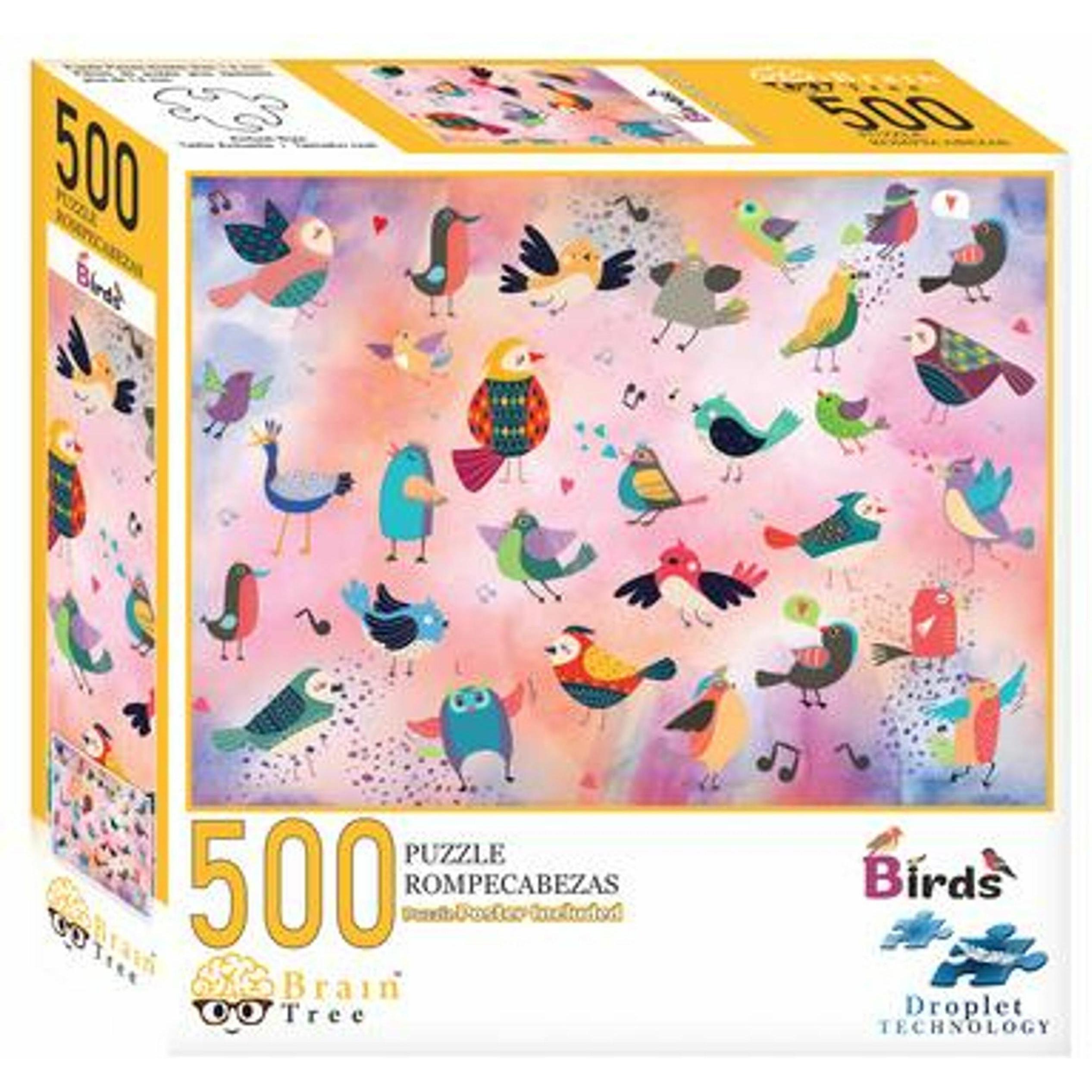Brain Tree Games Brain Tree - Puzzle di uccelli - Puzzle da 500 pezzi per adulti: Con tecnologia a gocce per un (500 pezzi)