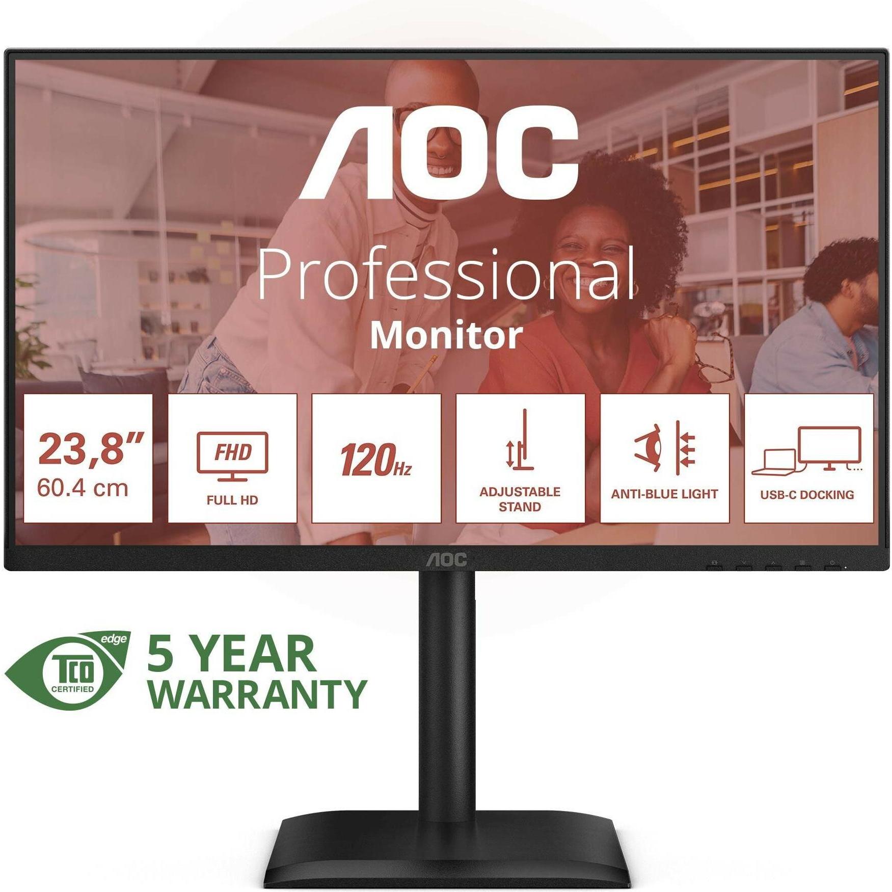 AOC 24E4CV (1920 x 1080 Pixel, 24"), Monitor, Schwarz