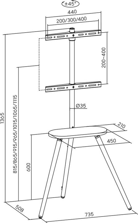 Produktbild InLine woodstand II (35 kg, 65", Universal)