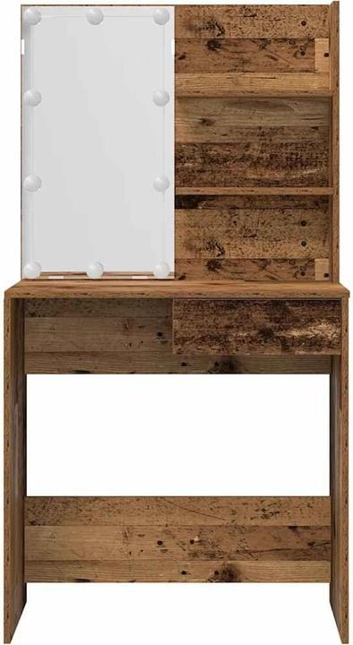 Actual product image VidaXL Schminktisch-Set mit LED-Leuchten Altholz-Optik Holzwerkstoff (74.5 x 40 x 141 cm)