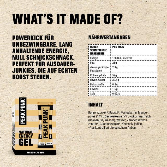 Image du produit Peak Punk Gel énergétique naturel (Mangue, 12 pcs, 300 g)