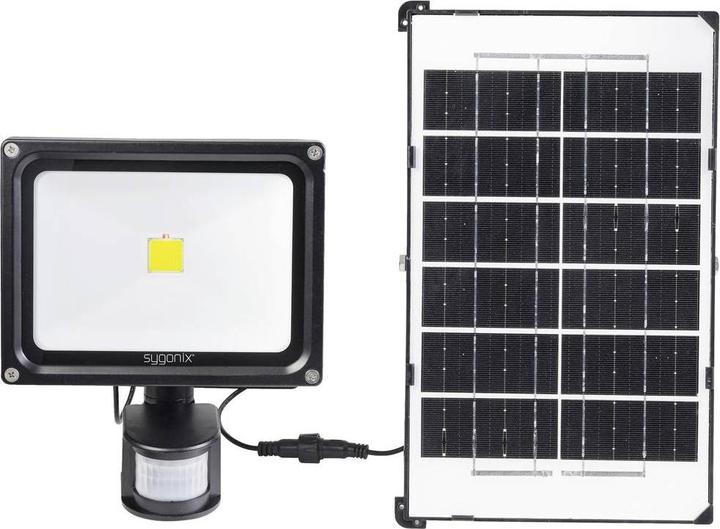 Produktbild Sygonix SY-5461110 Solar-Spot mit Bewegungsmelder 30W Naturweiss Schwarz (2100 lm, IP44)