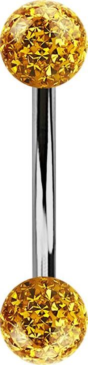 Actual product image Star Piercing Banane silber mit zwei Kristallkugeln topaz Epoxy Schutzschicht (without brass, Titanium)