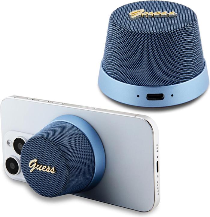 Guess głośnik Bluetooth GUWSC3ALSMB Speaker Stand niebieski/blue Magnetic Script Metal (12 h, Electrical connection)