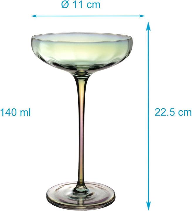 Produktbild Intirilife Martini Cocktail Gläser mit Regenbogen Schimmer (1.40 dl, 2x, Martini Gläser)
