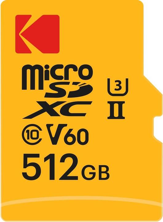 Actual product image Kodak mSD 512GB UHS-II U3 V60 Pro +adapt (512 GB, microSD, U3, UHS-II)
