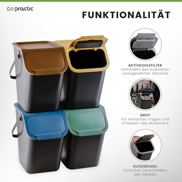 Image du produit Go Practic 2-teiliges Mülltrennsystem mit Bioaktivkohlefilter (25 l)