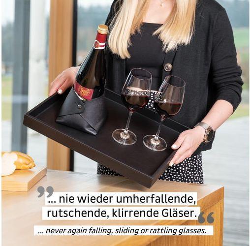 Produktbild Silwy Metall-Tablett im Leder-Look Schwarz