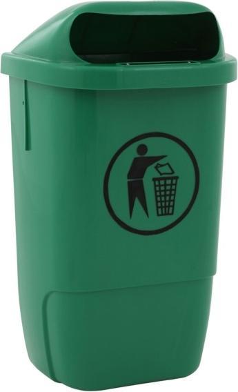 Image du produit ReinigungsBerater Poubelle murale en plastique Conteneur extérieur vert 50 L Poubelle pour fixation murale, Pfos en