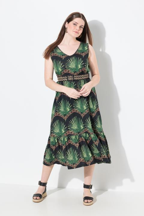 Produktbild Ulla Popken Maxikleid, Blätter, V-Ausschnitt, ärmellos (46, 48)