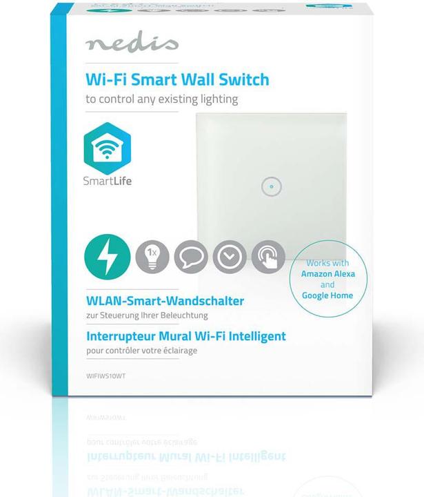 Immagine prodotto Nedis Interruttore luminoso intelligente WLAN (WIFIWS10WT) - Semplice