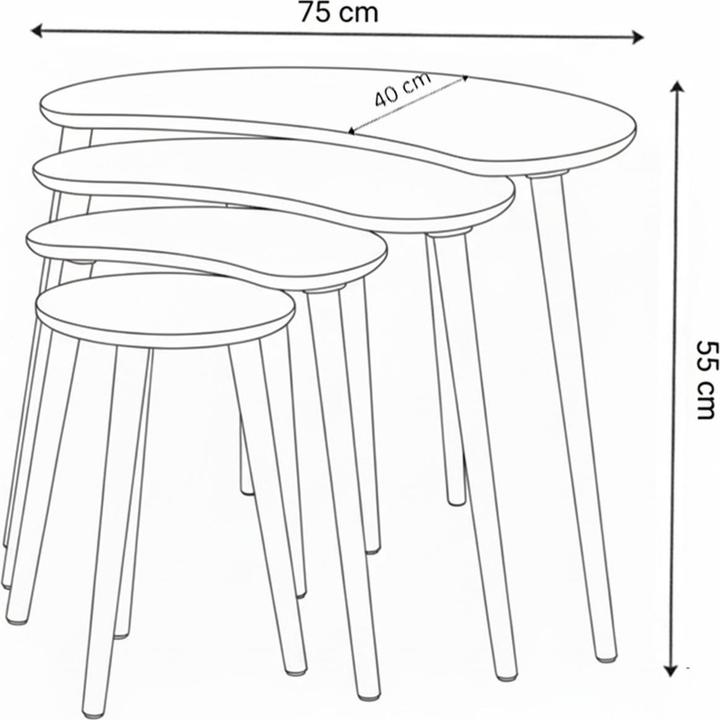 Produktbild Hanah Home Moon Nesting Table 4 Pieces