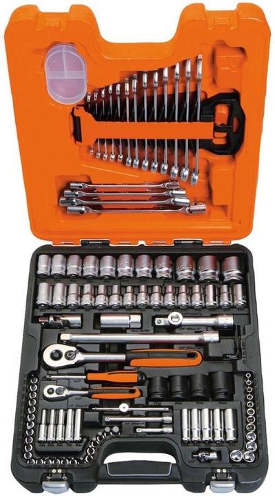 Produktbild Bahco 1/4"- und 1/2"-Steckschlüssel-Satz inklusive Ring-Maulschlüsseln/Schraubendreher-Einsätzen - 108-