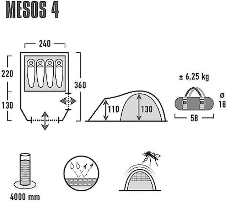 Produktbild High Peak Mesos (Kuppelzelt, 6.25 kg, 4 Personen)